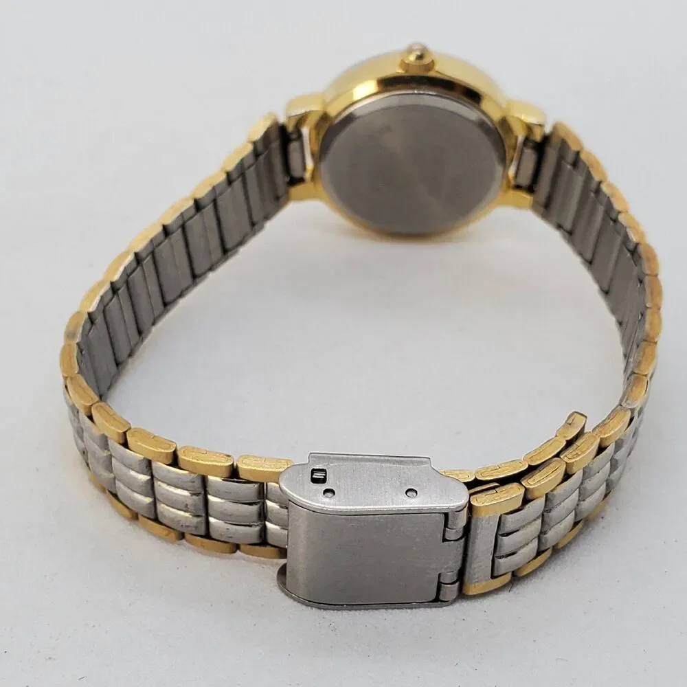 Nelsonic Diamond Women's Watch 25MM Green Dial Two Tone‎ Bands 7.5